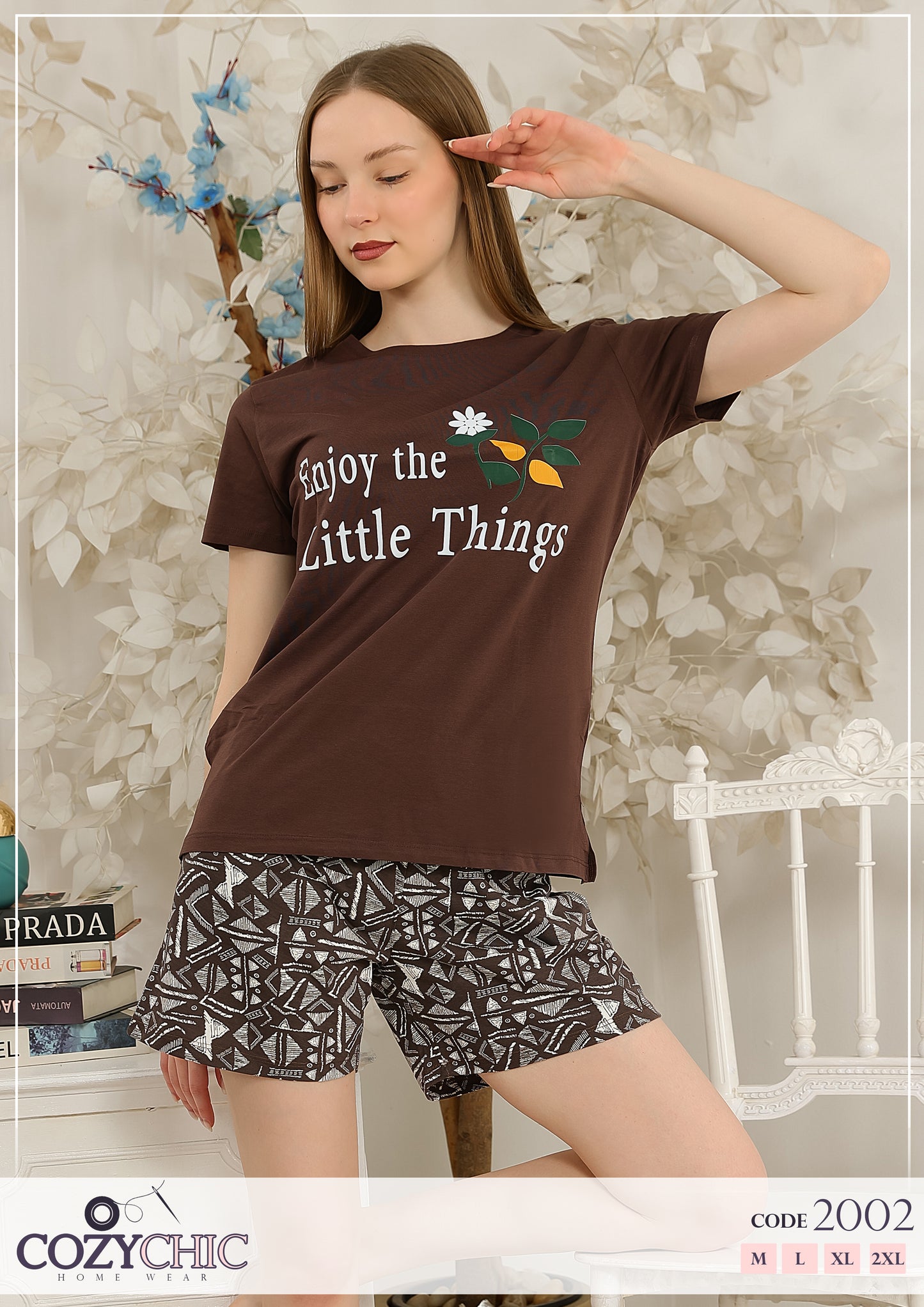 "Little Things" Short Pj Set- Brown