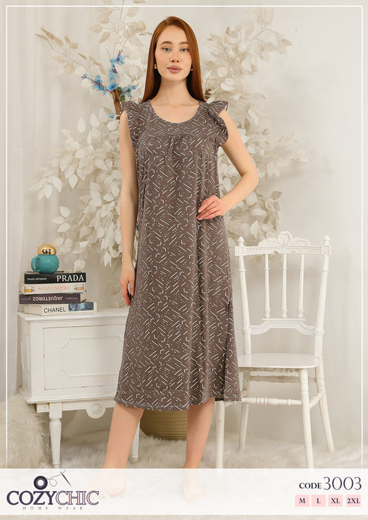 "Dash" Long Night Dress- Brown